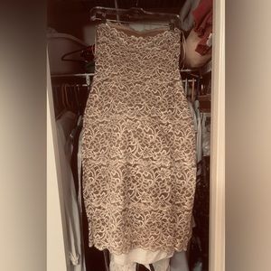 Elegant WHBM // White House  Black Market strapless champagne dress